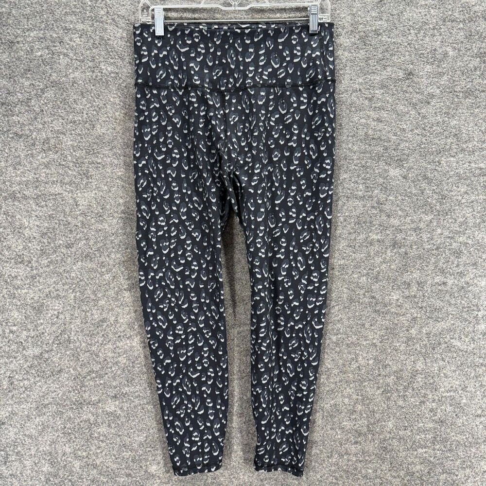 Old Navy Activewear Leggings Women L Large Black Animal Print High Rise Capri